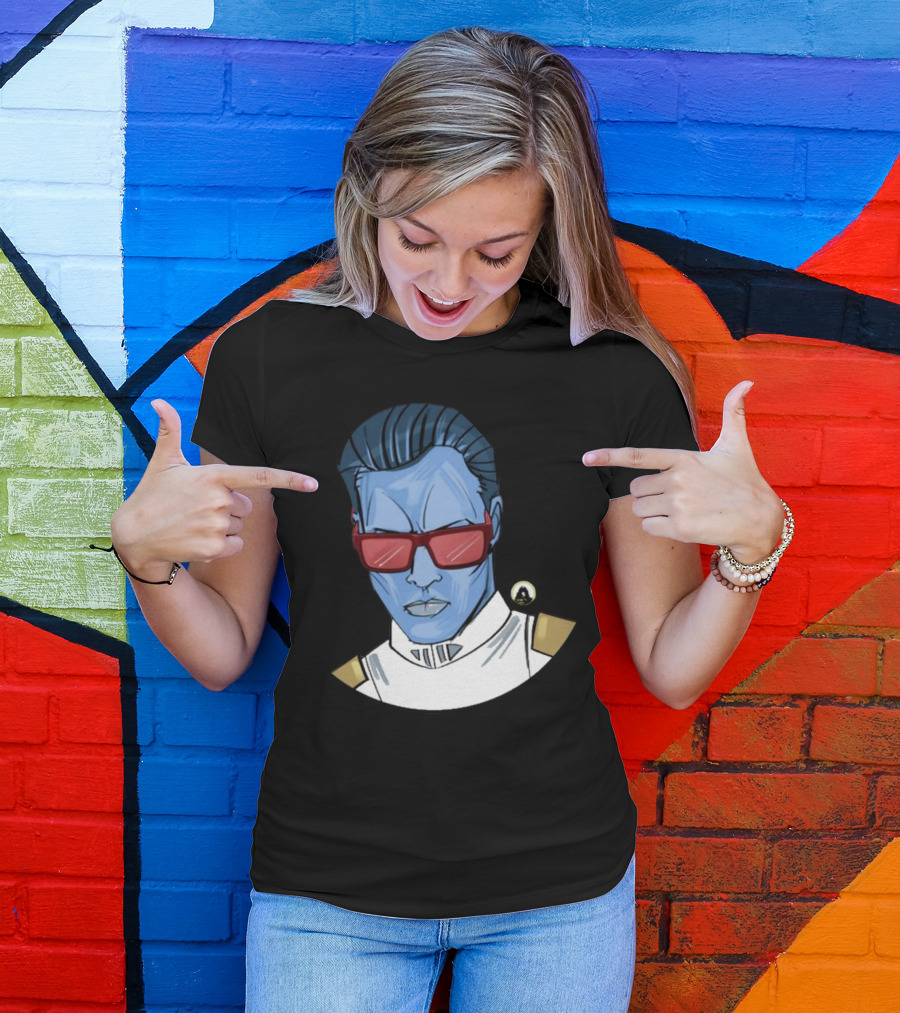 Starwarstheory Admiral Attitude Blue Character With Red Sunglasses T-Shirt