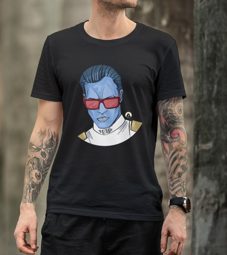 Starwarstheory Admiral Attitude Blue Character With Red Sunglasses T-Shirt