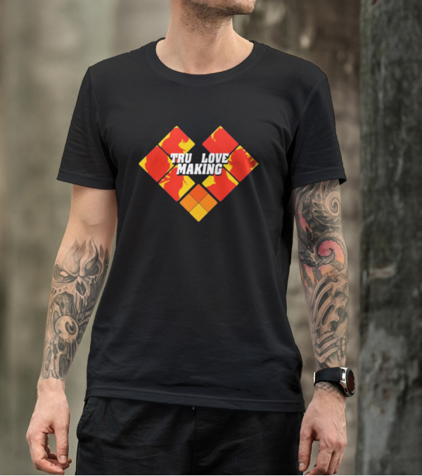 TRU LOVE MAKING Red And Yellow Geometric Heart T-Shirt