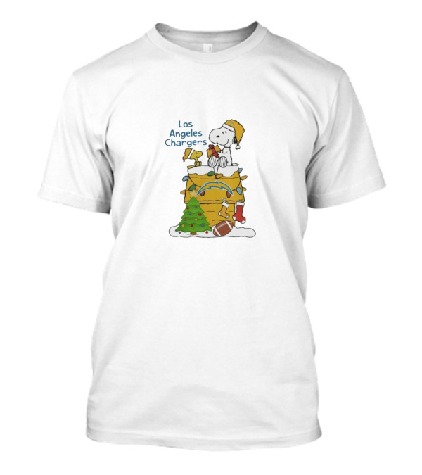 Los Angeles Chargers Christmas With Santa Snoopy And Woodstock T-Shirt
