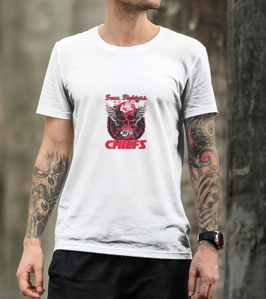 Fooz Fighters Kansas City Chiefs Skull Wings T-Shirt