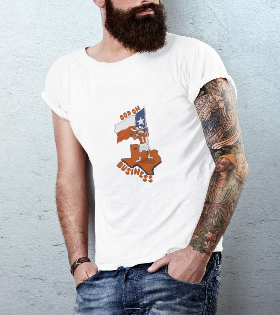 Texas Longhorn Stood On Business Texas Flag Football Player T-Shirt
