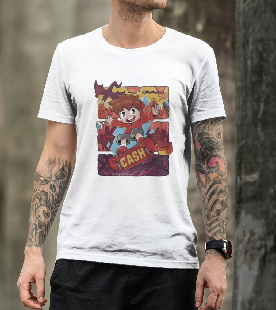 Cash Red Hot Skateboarder Adventure With Dragon And Gems T-Shirt