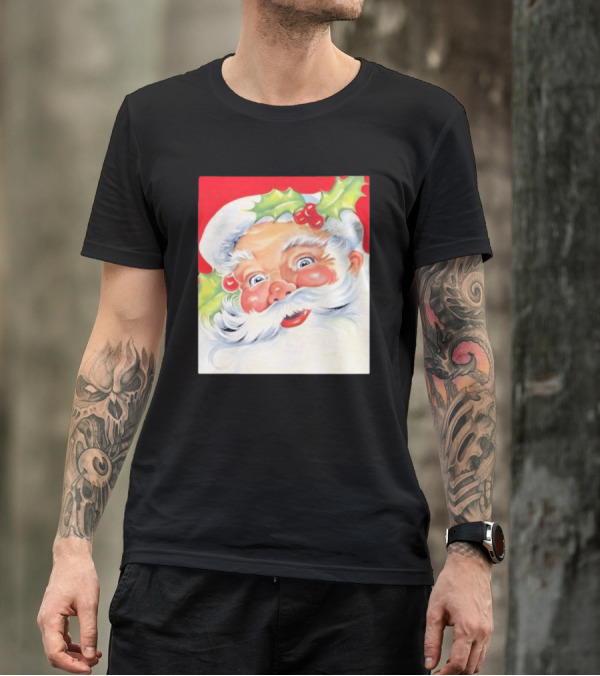 Christmas Jolly Santa Claus Holly Berries Festive Cheer T-Shirt