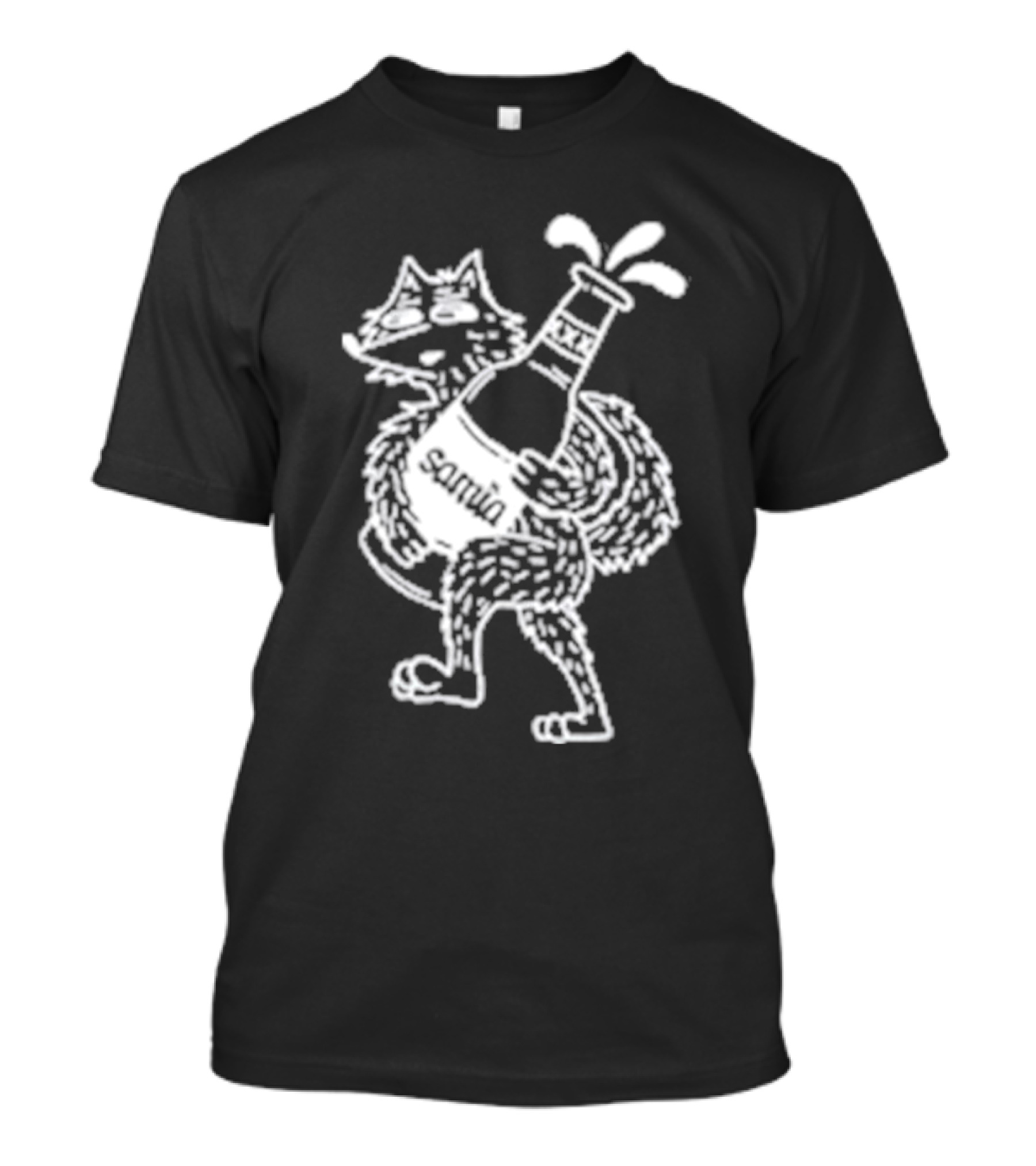 Drunk Wolf Sanmig Beer Bottle Character T-Shirt