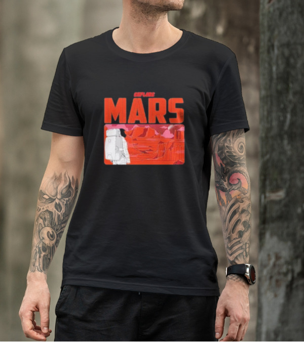 Explore Mars Astronaut Adventure Red Landscape T-Shirt
