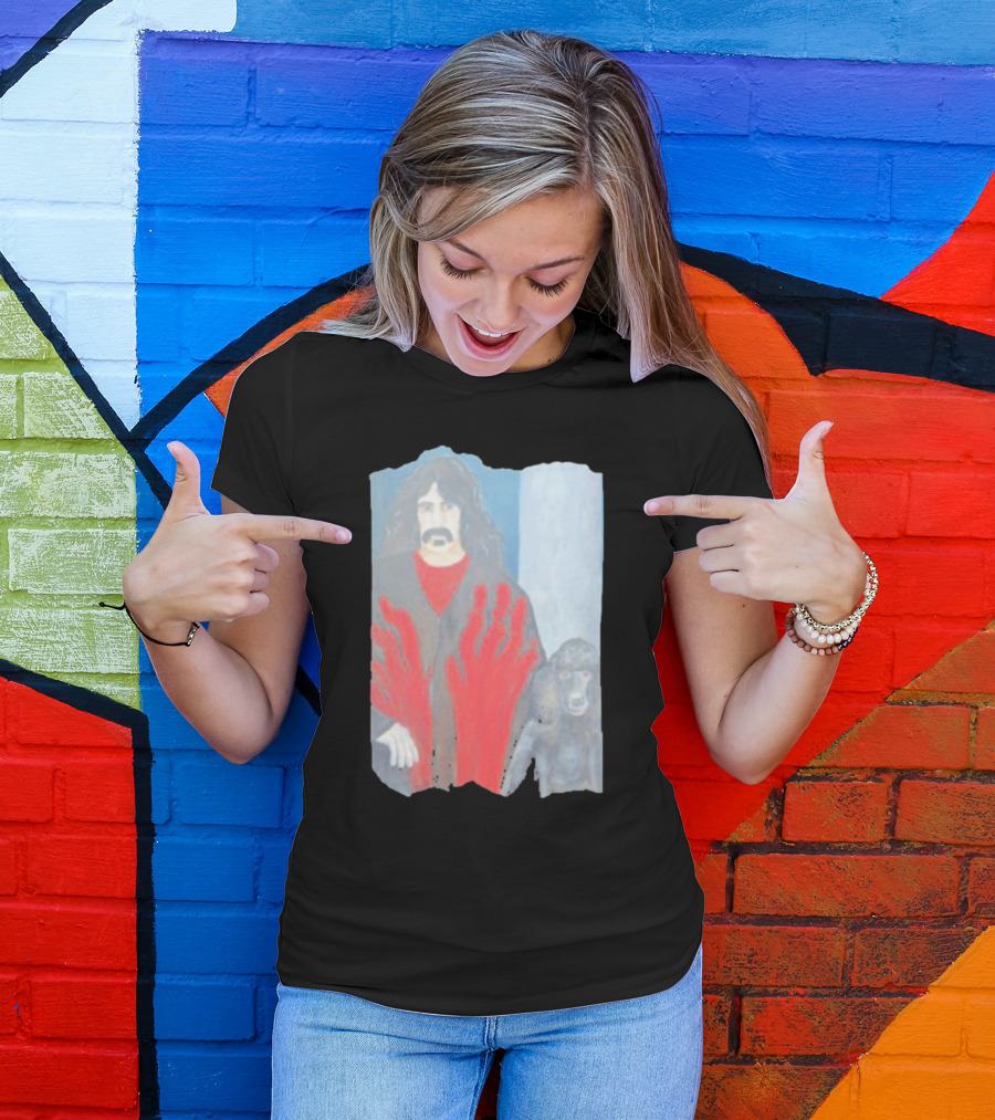 Jackey Neyman Jones Frank Zappa The Master Mashup With Red Hand Prints T-Shirt