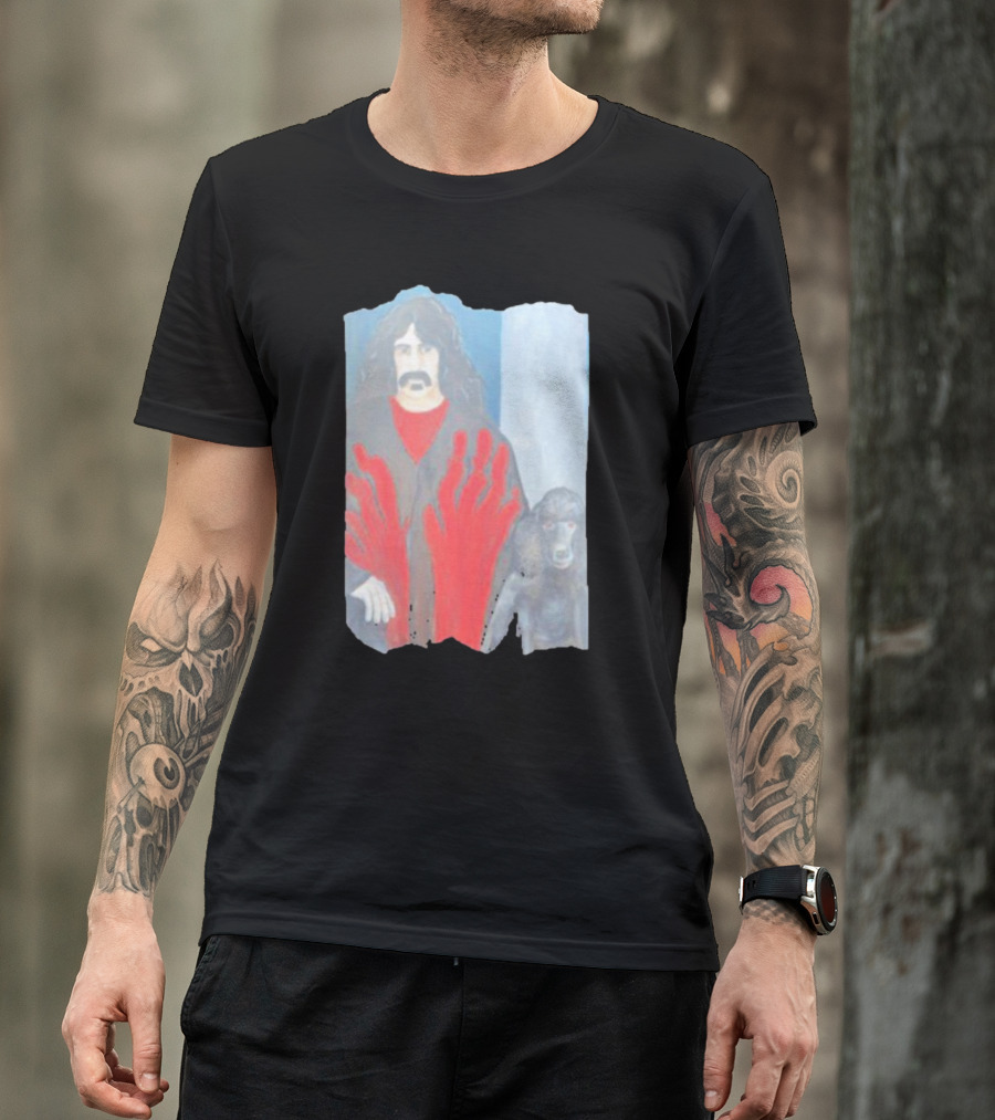 Jackey Neyman Jones Frank Zappa The Master Mashup With Red Hand Prints T-Shirt