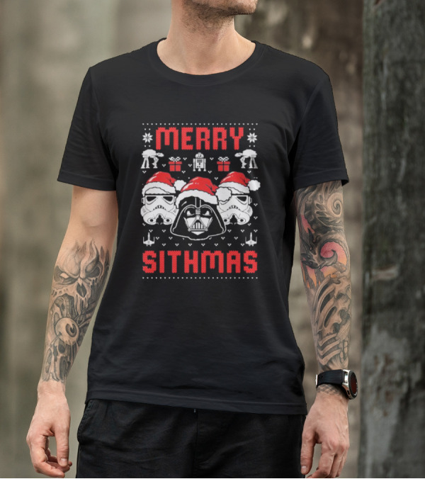 Merry Sithmas Star Wars Darth Vader Stormtrooper Santa Robot Holiday T-Shirt