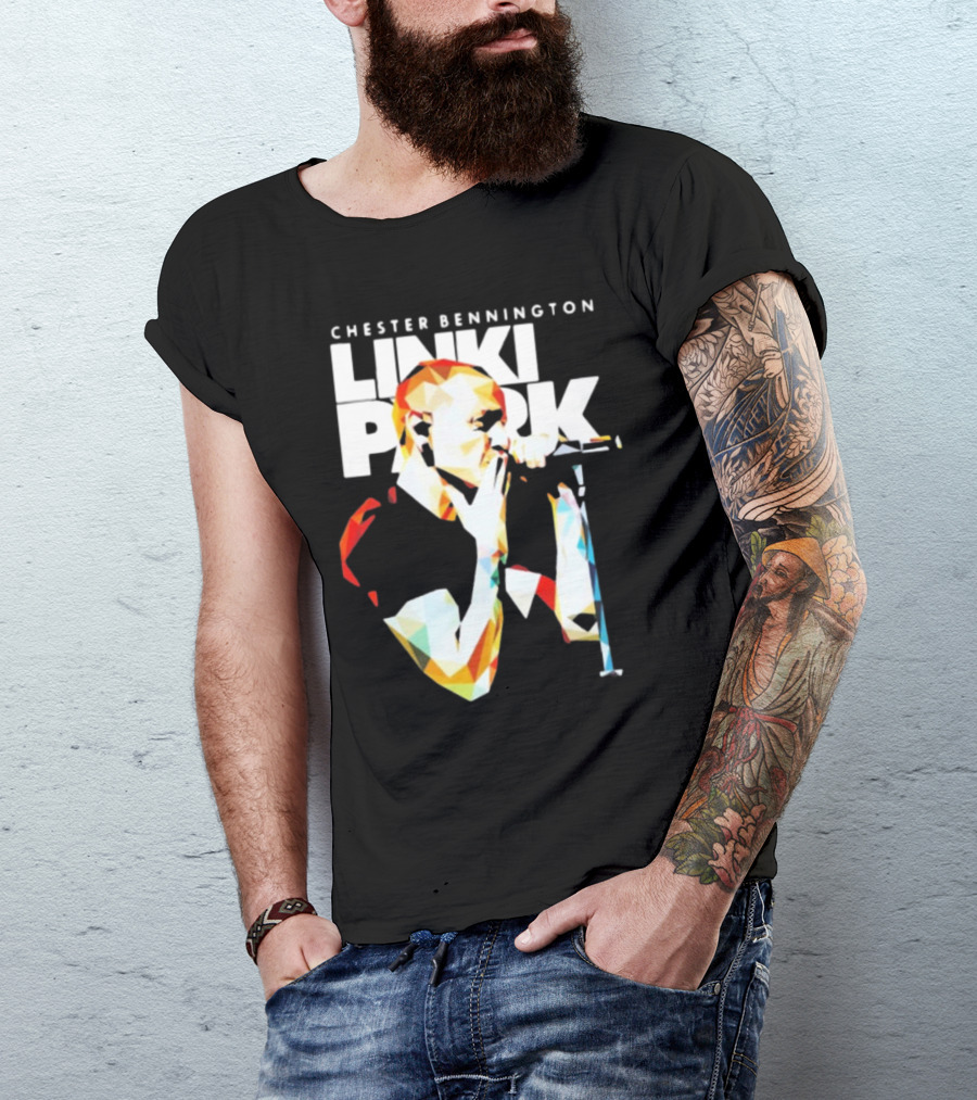 Chester Bennington Linkin Park Poly Art Mic Performance T-Shirt
