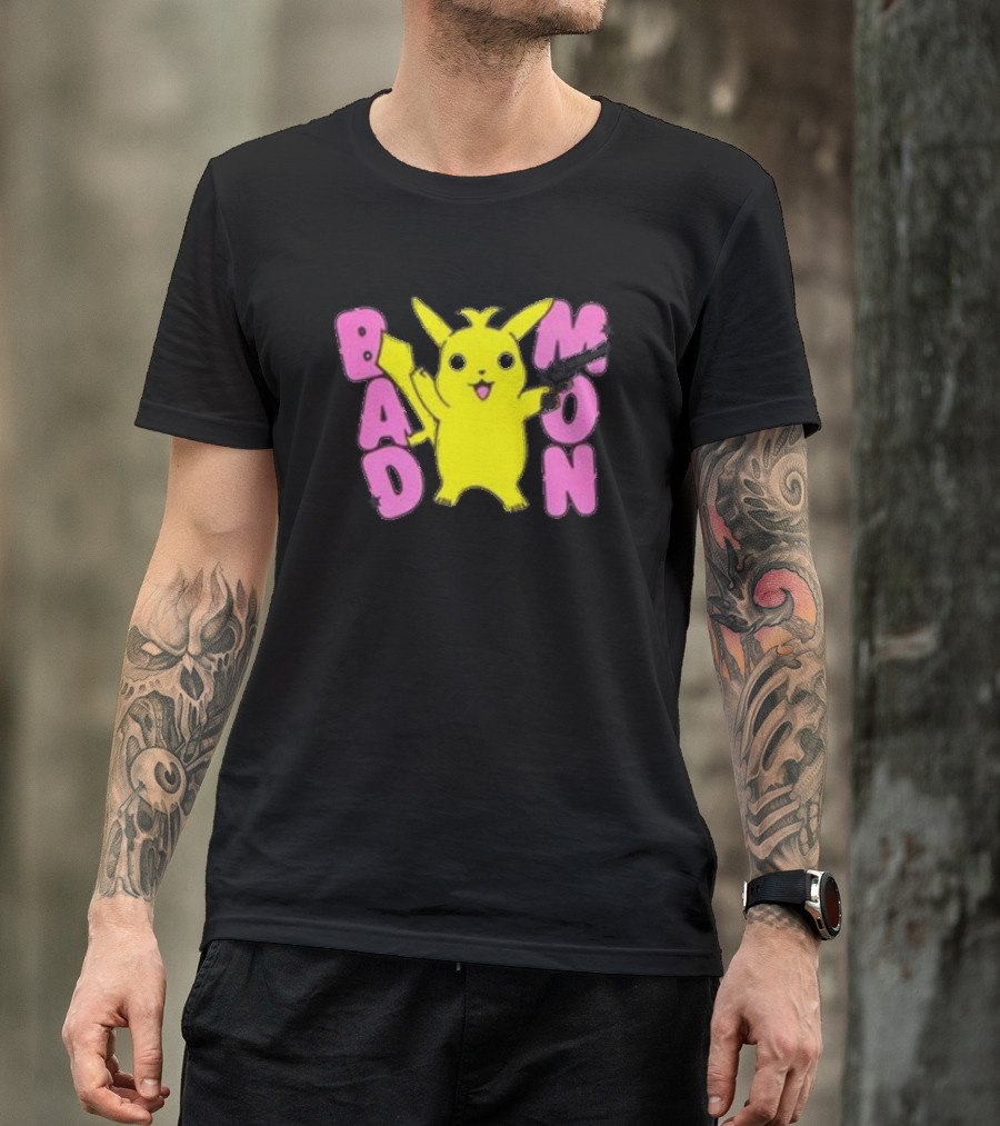 Bad Mon Pikachu With Pink Bold Letters T-Shirt