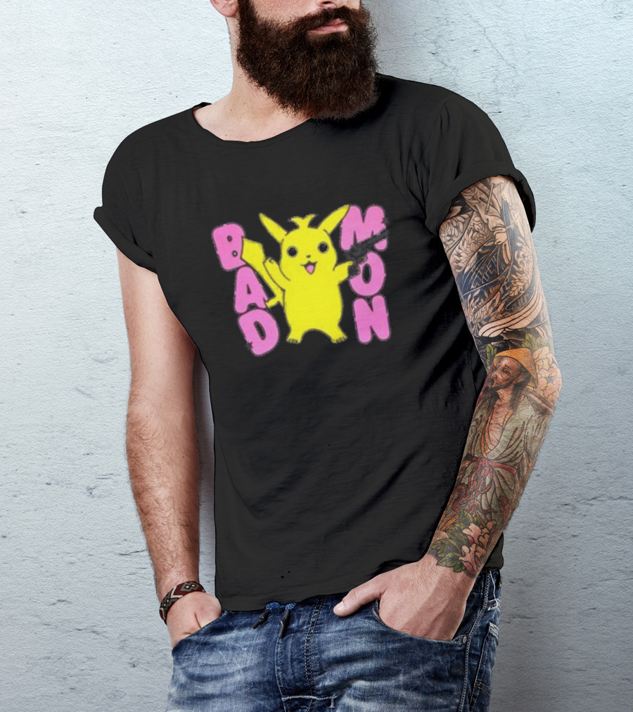 Bad Mon Pikachu With Pink Bold Letters T-Shirt