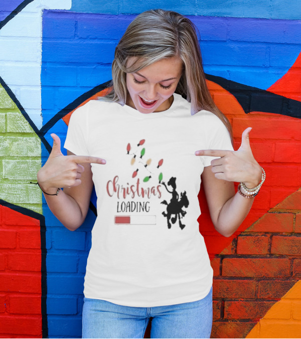 Christmas Loading Cowboy Silhouette With Festive Lights T-Shirt