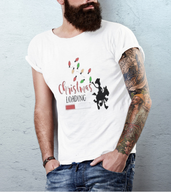 Christmas Loading Cowboy Silhouette With Festive Lights T-Shirt