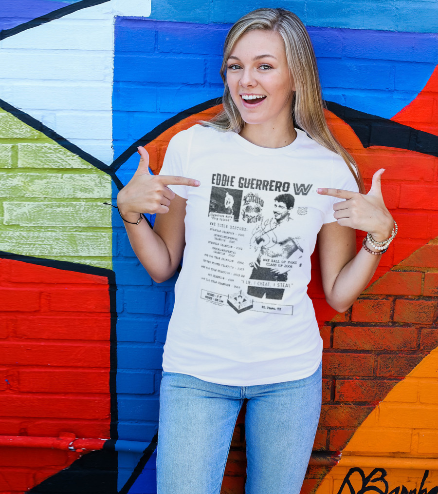 Eddie Guerrero Latino Heat WWE Hall Of Fame Lie Cheat Steal Fanzine Collage Ripple Junction T-Shirt