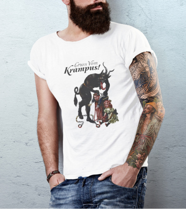 Meowy Krampus Gruss Vom Krampus Christmas Feline Holiday Mischief T-Shirt
