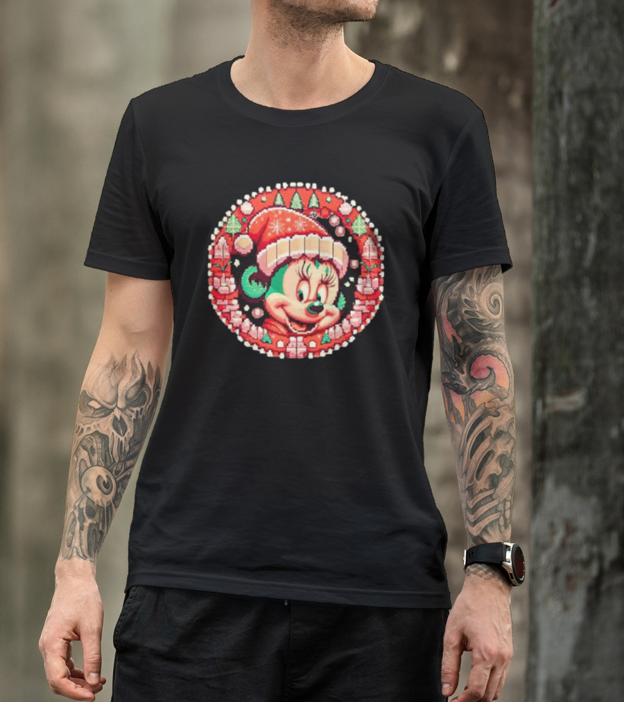 Minnie Mouse Christmas Sparkle Disney Magic Festive Holiday Santa Hat T-Shirt