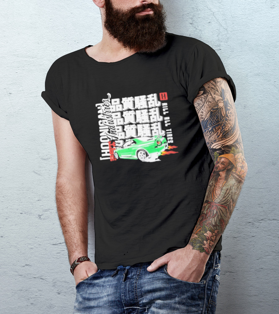 Hoonigan Industries Kill All Tires Green Car T-Shirt