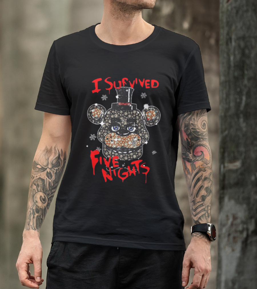 Five Nights Survival Glitter Bear Face T-Shirt