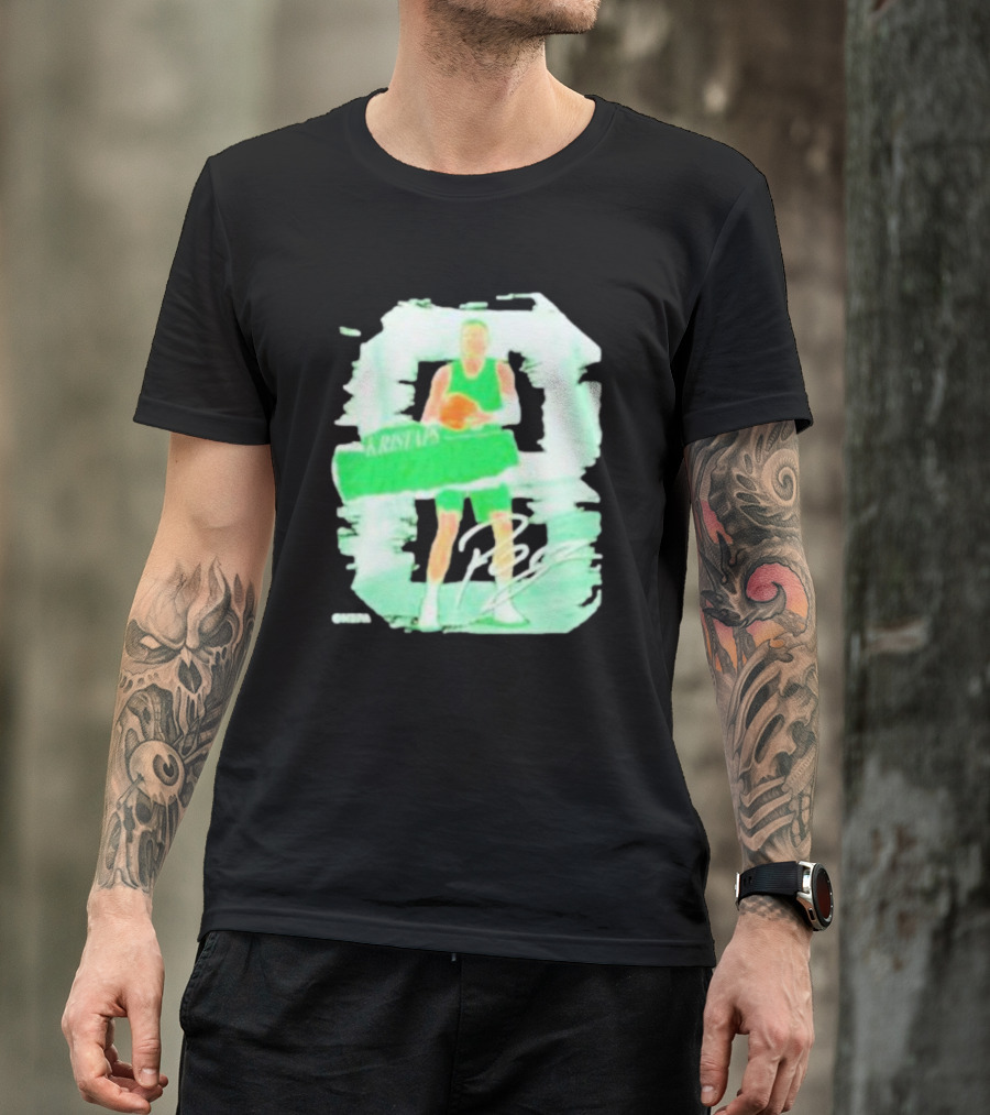 Kristaps Porzingis Boston Green Signature Basketball Player T-Shirt