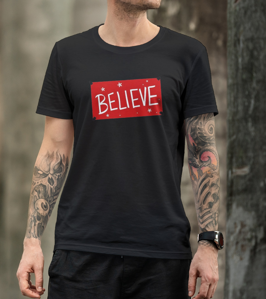 Believe Red Christmas Snowflakes T-Shirt