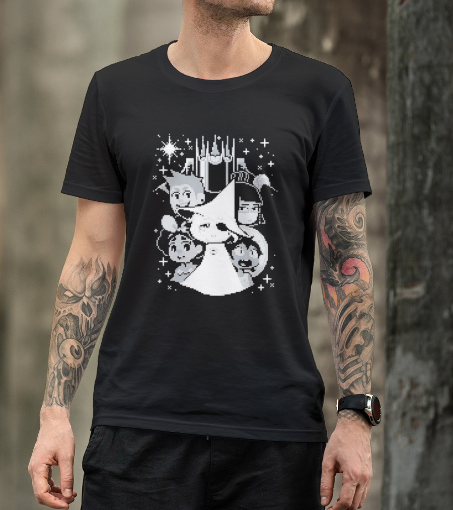 In Stars And Time Characters Pixel Art Cosmic Adventure T-Shirt
