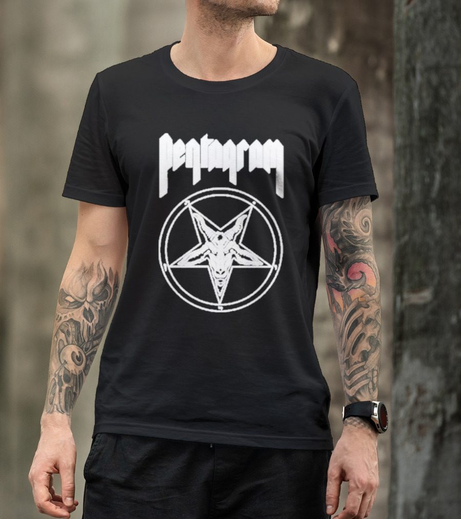 Pentagram Goat Head Circle Night Shift T-Shirt