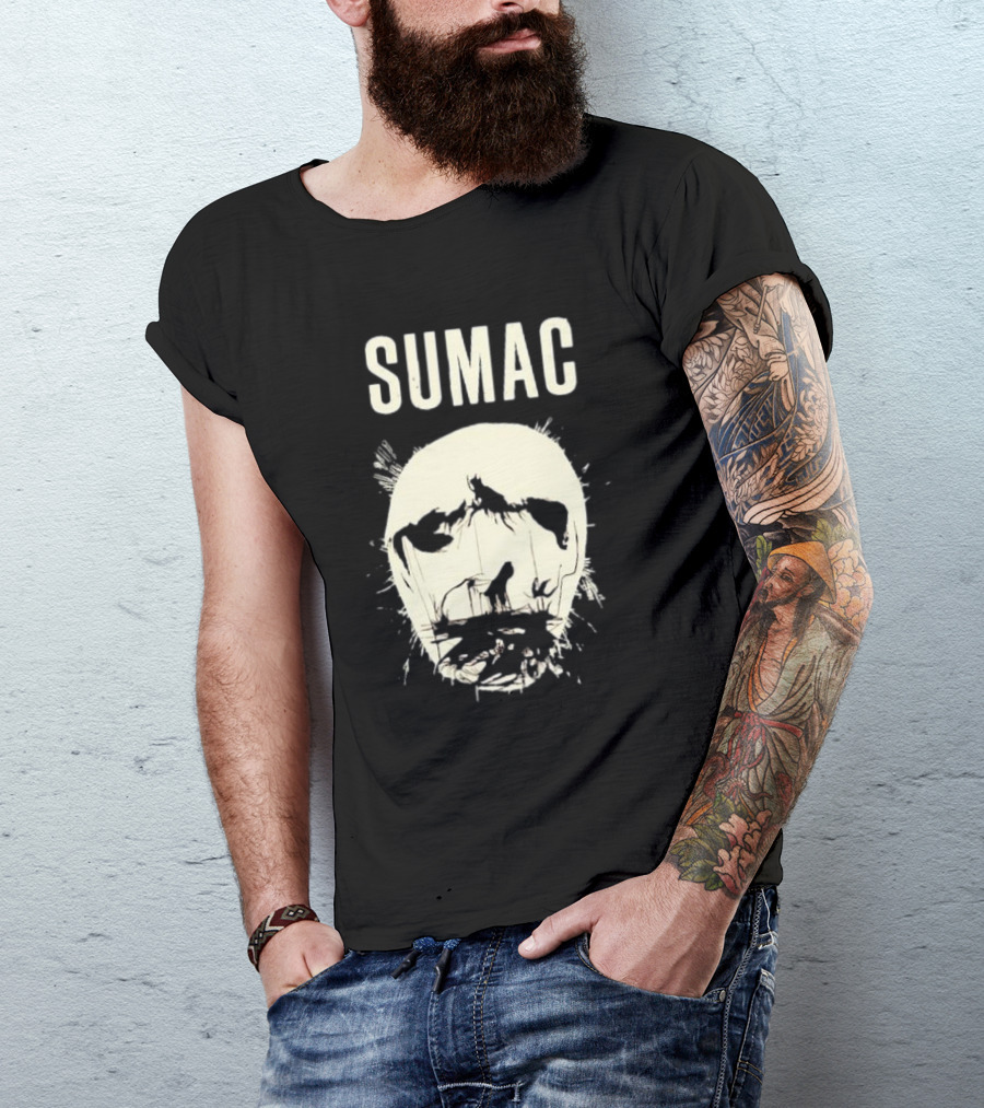SUMAC Band Monochrome Abstract Face T-Shirt