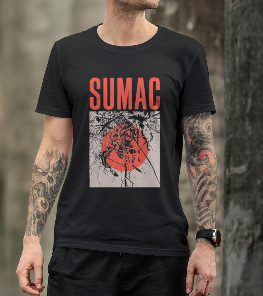 Sumac Shadow Art With Red Circle And Black Lines T-Shirt