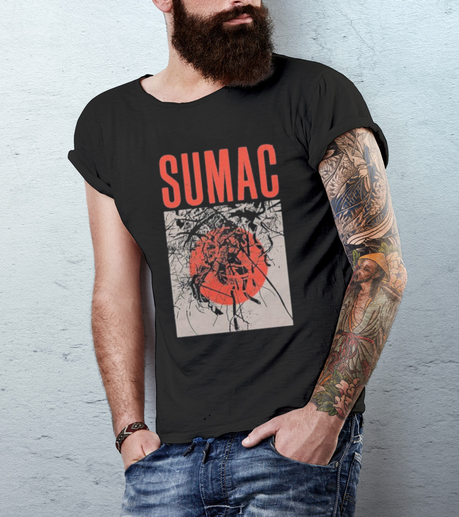 Sumac Shadow Art With Red Circle And Black Lines T-Shirt