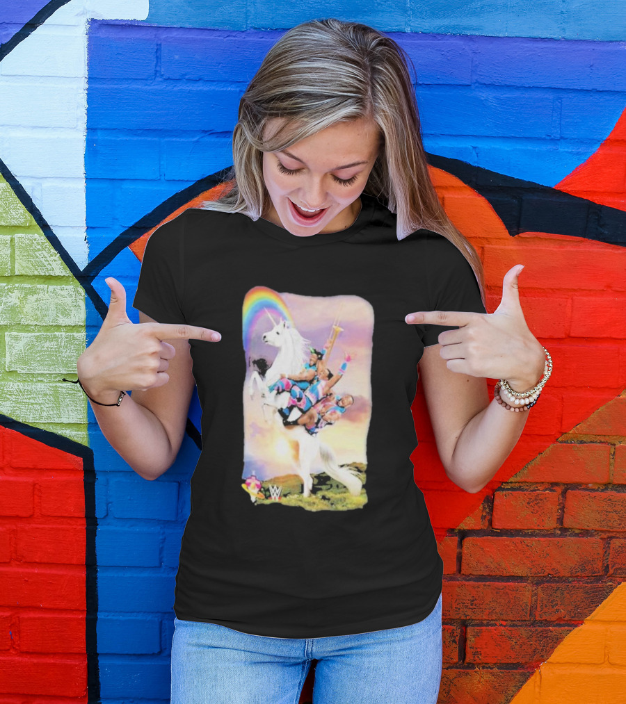 WWE New Day Riding Unicorn With Rainbow Ripple Junction T-Shirt