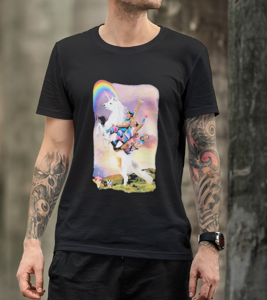 WWE New Day Riding Unicorn With Rainbow Ripple Junction T-Shirt