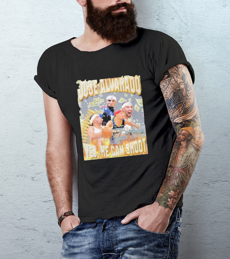 Jose Alvarado Yes He Can Shoot Basketball Money Energetic Collage T-Shirt
