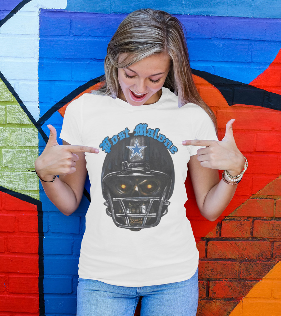 Post Malone Dallas Cowboys Helmet Skeleton With Star T-Shirt