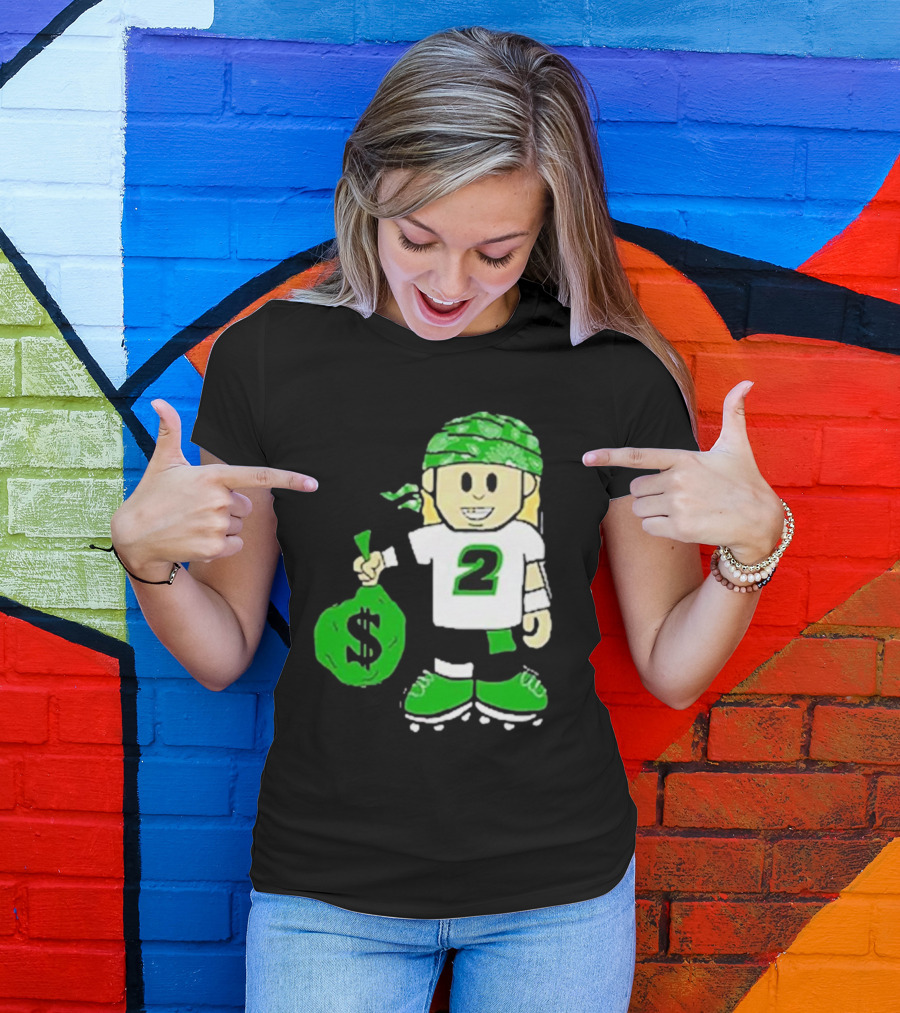 Football Player Number 2 Kids Money Bag Cartoon T-Shirt