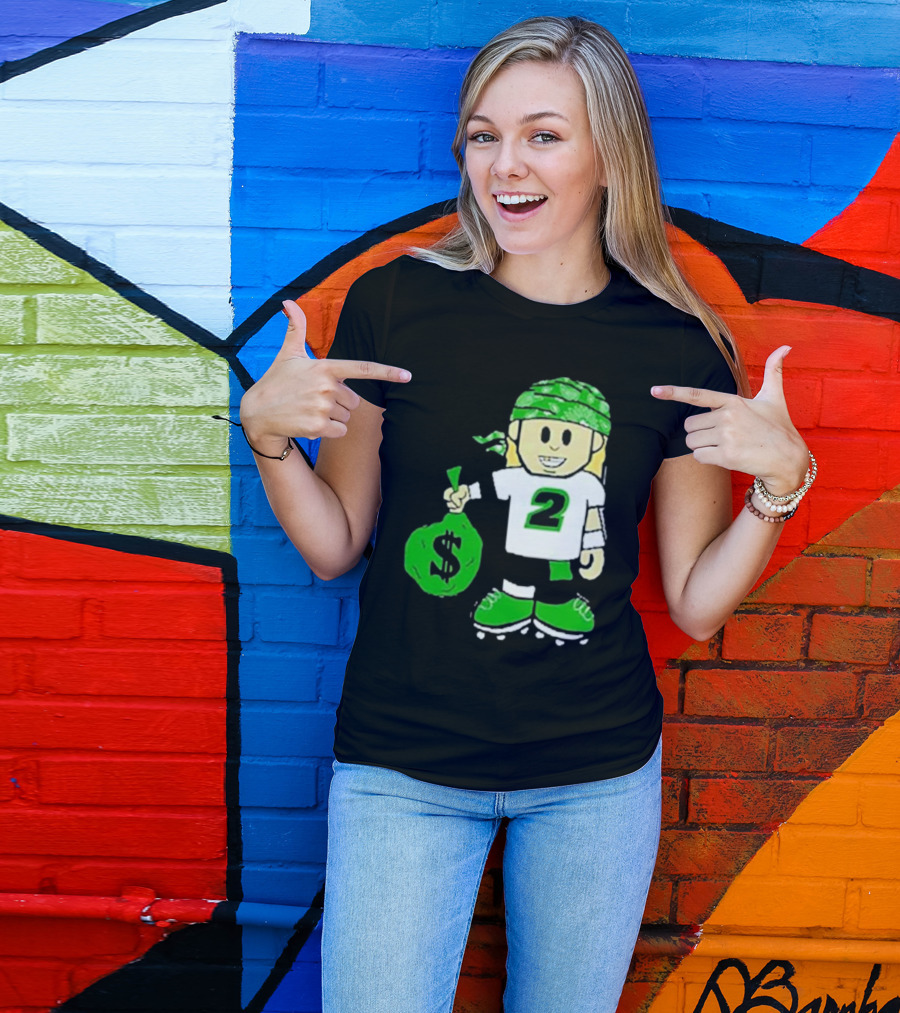 Football Player Number 2 Kids Money Bag Cartoon T-Shirt