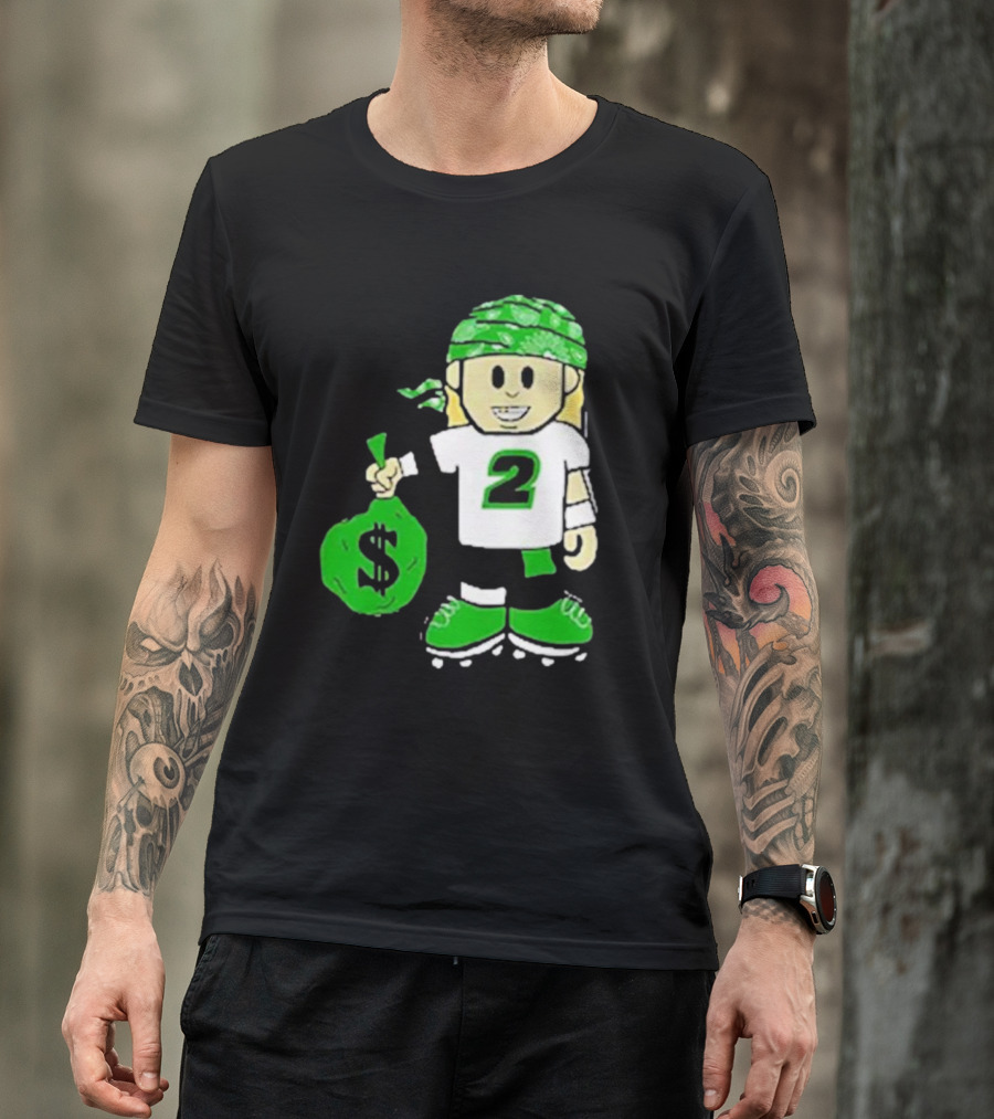 Football Player Number 2 Kids Money Bag Cartoon T-Shirt