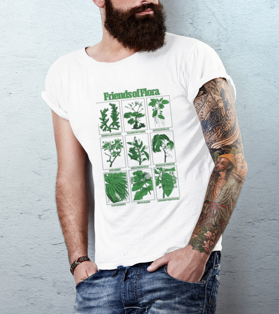 Friends Of Flora Plants Green Botanical Compilation T-Shirt