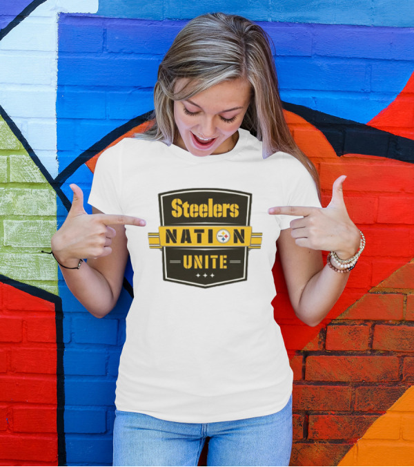 Steelers Nation Unite Emblem With Stars And Iconic Team Colors T-Shirt