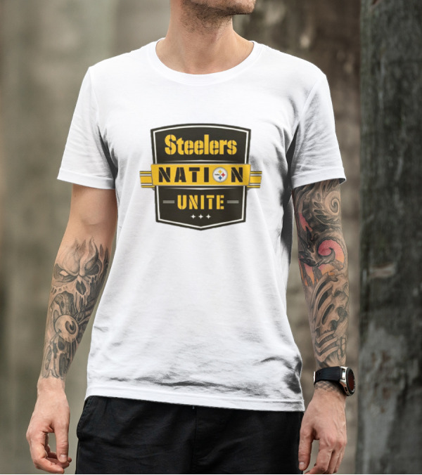 Steelers Nation Unite Emblem With Stars And Iconic Team Colors T-Shirt