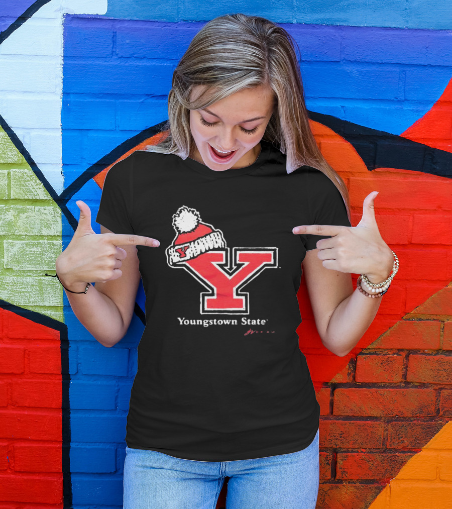 Youngstown State Y Logo With Knit Hat T-Shirt