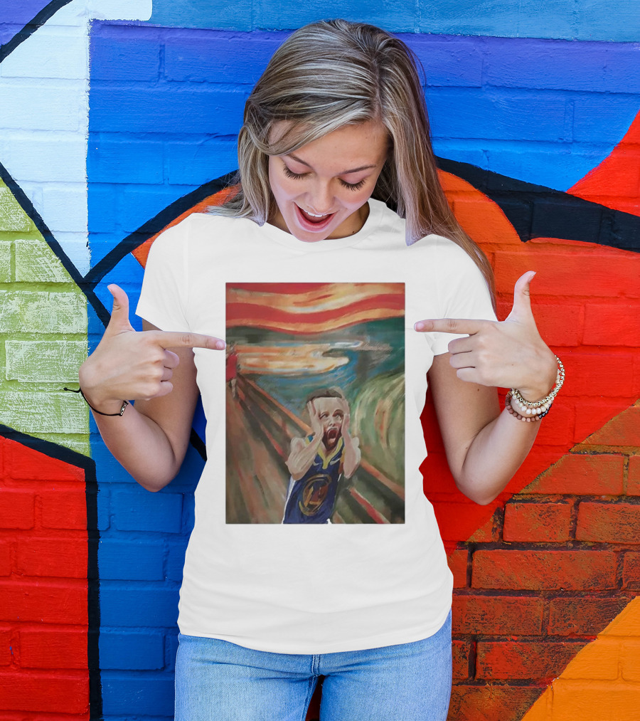 Scream Stephen Curry Warriors Basketball Painting T-Shirt