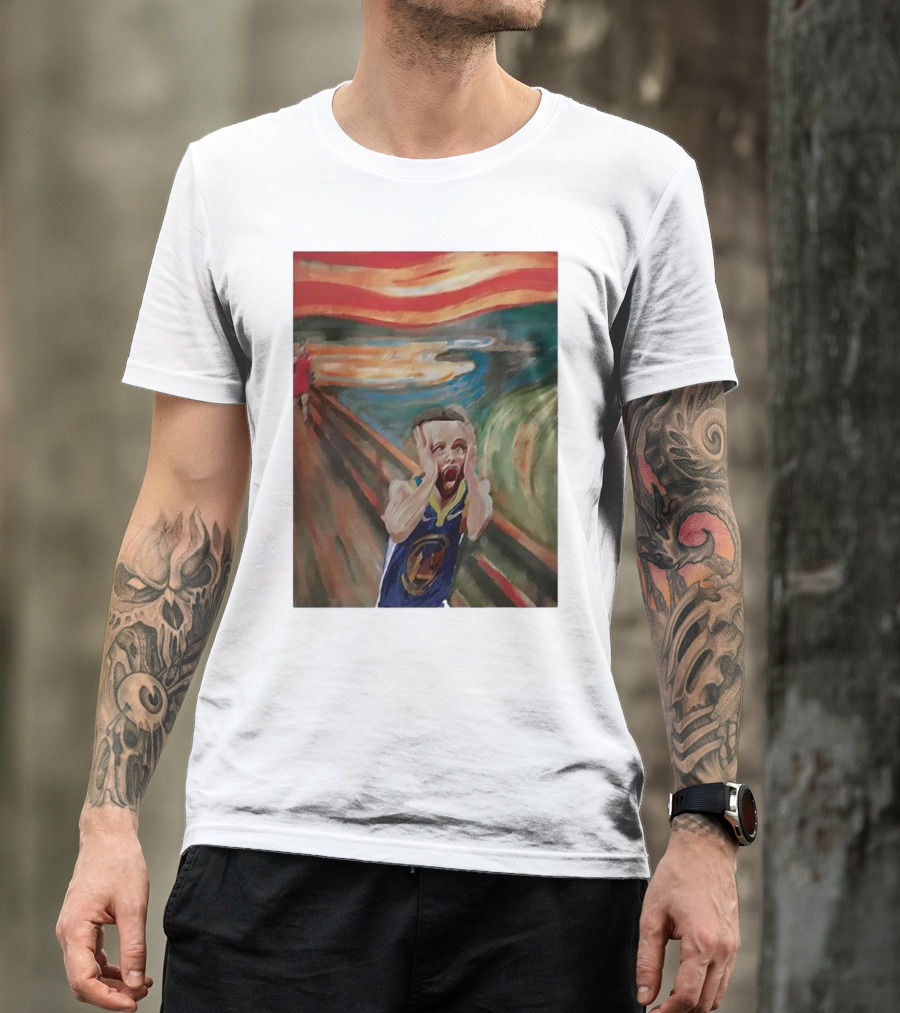 Scream Stephen Curry Warriors Basketball Painting T-Shirt