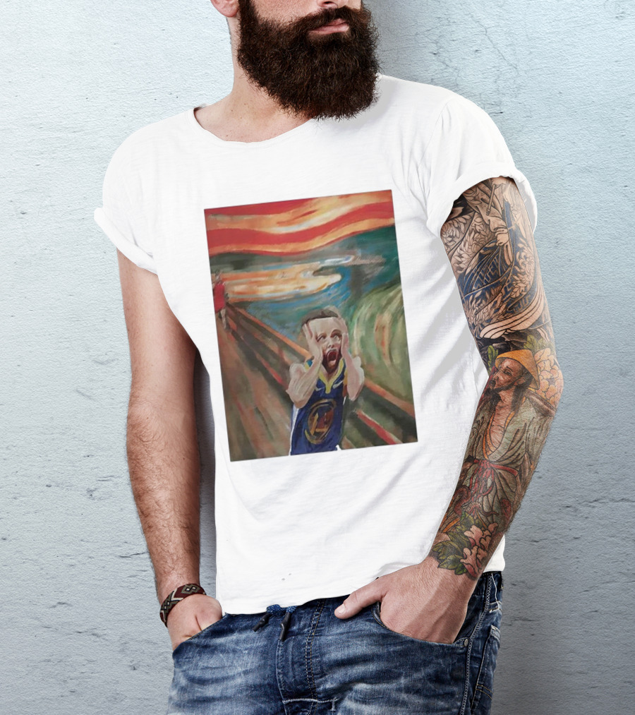 Scream Stephen Curry Warriors Basketball Painting T-Shirt