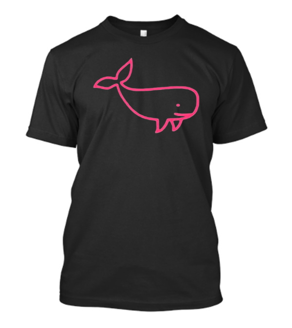 Awhalefact Big Whale Pink Outline Simple Drawing T-Shirt