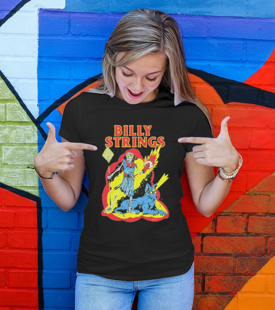 Billy Strings Skeleton Warrior With Blue Cyclops Cat T-Shirt