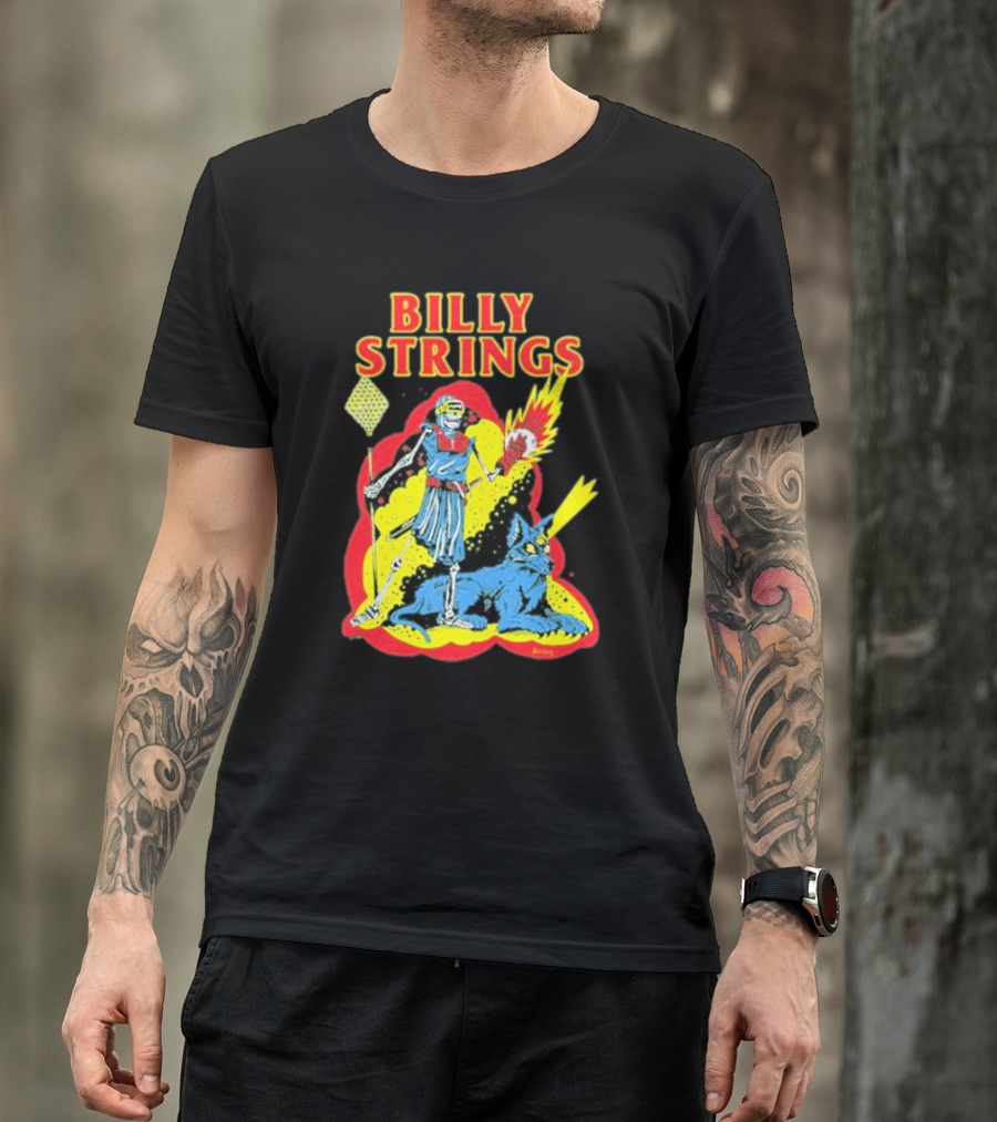 Billy Strings Skeleton Warrior With Blue Cyclops Cat T-Shirt