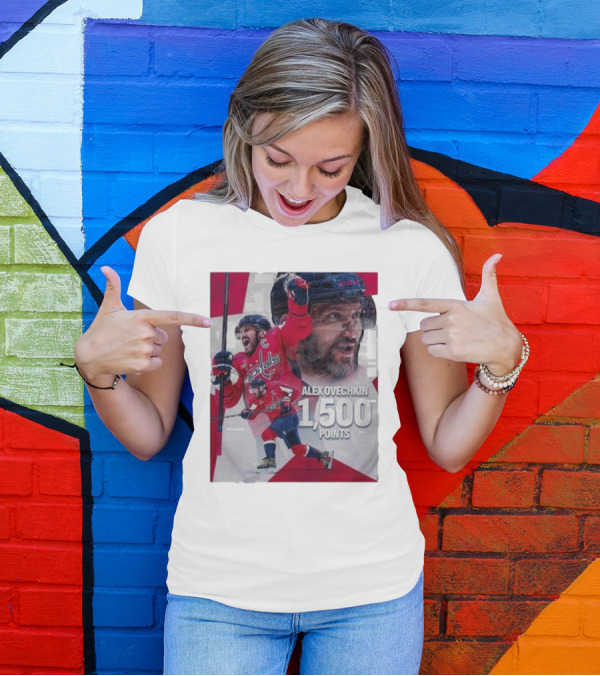 Alex Ovechkin 1500 Points Celebration Washington Capitals Red And White Hockey T-Shirt