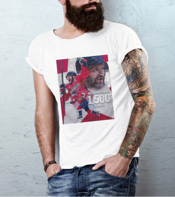 Alex Ovechkin 1500 Points Celebration Washington Capitals Red And White Hockey T-Shirt