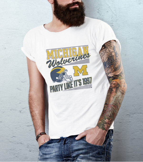 Michigan Wolverines Party Like It’s 1997 Football Helmet M T-Shirt